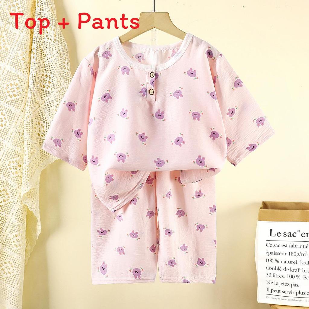 Childrens Cartoon Cotton Pajama Set With Breathable Fabric For Toddler Comfort