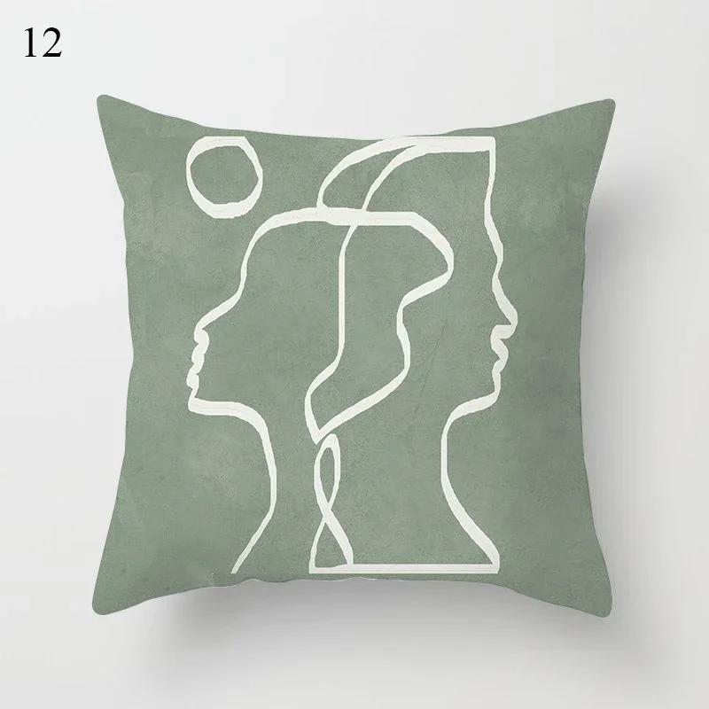 Exquisite Fresh Green Printing Pattern Cushion Cover for Home Living Room Sofa Decoration Pillow