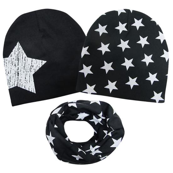 Beanie + Eșarfă Set 3 Bucăți Căciulă Beanie Print Star Set Eșarfe Căciulă Croșetată Toamnă Și Iarnă