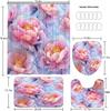 4Pcs Shower Curtain Set with Non-Slip Bath Mat, Toilet Lid Cover, Contour Rug & 12 Hooks, Bathroom