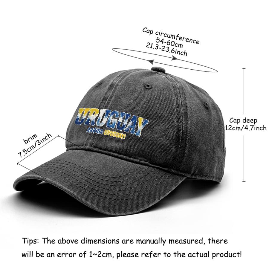 Sun Hat With "URUGUAY" "ARRIBA URUGUAY" Flag Printed , Adjustable Baseball Hat Inelastic Hip Hop Fit Headwear Sports Hat