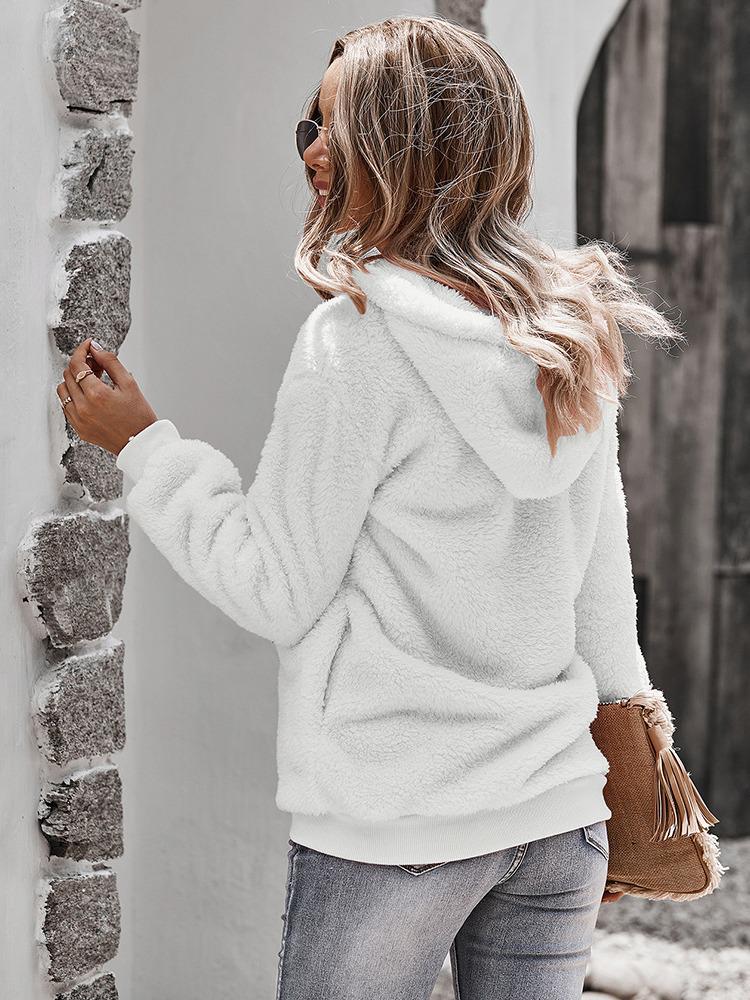 2023 Autumn/Winter Solid Color Plus Velvet Loose Casual Hoodie