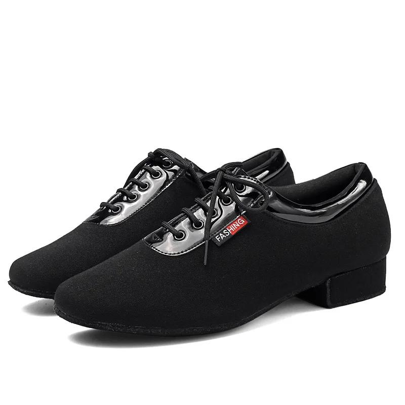 Men Oxford Cloth Standard Dance Ballroom Cloth Straight Outsole Practice Competition Modern Dancing Sport Shoes Sneakers