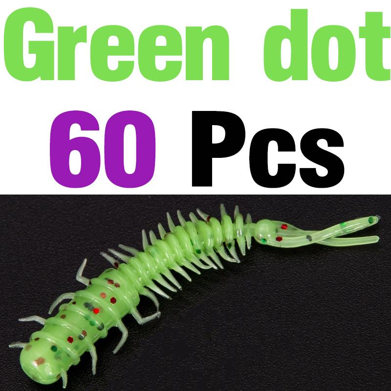 MNFT 60Pcs 45mm/0.4g Luya Soft Fishing Bait PVC Root Fish Bait 3-tail Spiral Multi-Colors Slug Bait