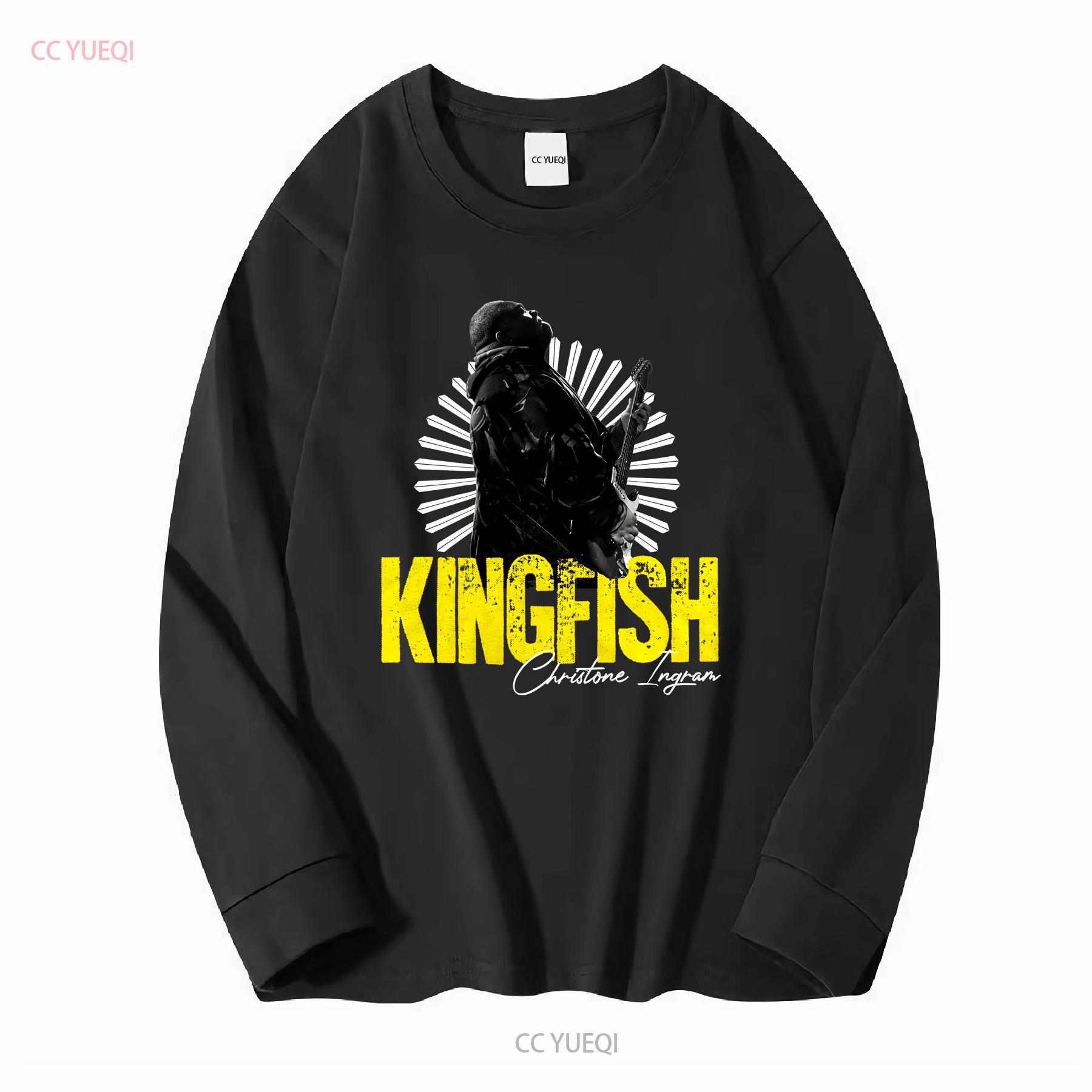 XIXI Fashion Kingfish Christone Ingram T-shirt Heren S Ronde Hals Zwart Lange mouwen vintage Gewassen Stijlvol Zacht Veelzijdig XL