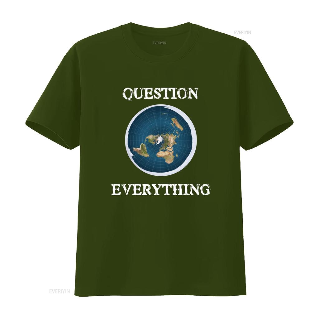 Streetwear Flat Earth Map Question Everything Slogan Print Casual T Shirt vintage Unisex designer clothes fashion Soft