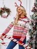 Women's Deer Pattern Lazy Sweater Women's Autumn/Winter Sparkle Embroidered Christmas Sweater