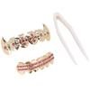 Gold Teeth Brace Set Metal Teeth Decoration Jewelry for Halloween Party Hip Hop ShowPink