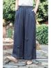 Artistic Retro High-Waisted Embroidered Ramie Pants - Spring 2026 Women's Casual Loose Straight-Leg Style.