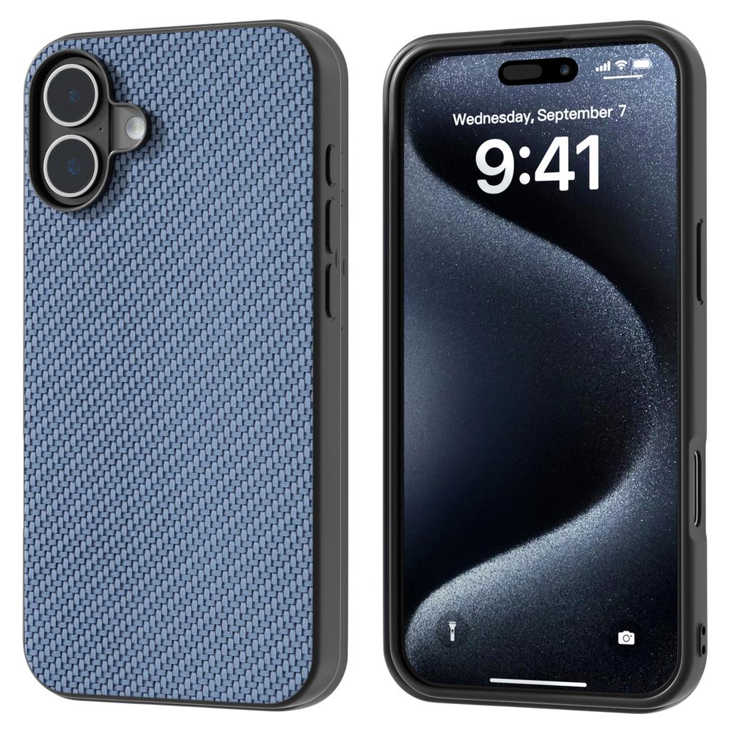 For iPhone 16 Plus Case Hybrid Phone Cover Carbon Fiber Texture