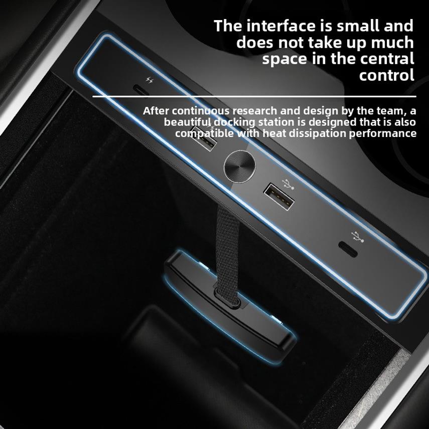 Suitable For Tesla Model 3/y Central Control Multi-port Expansion Dock Usb Hub Pd Fast Charging