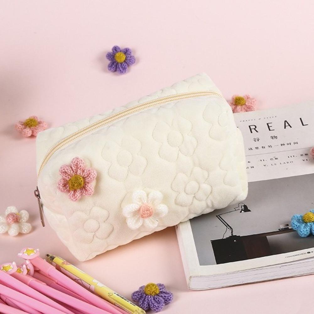 

Leopard Print Cosmetic Storage Bag Large Capacity Travel Pouch Portable Tote Bag бежевий