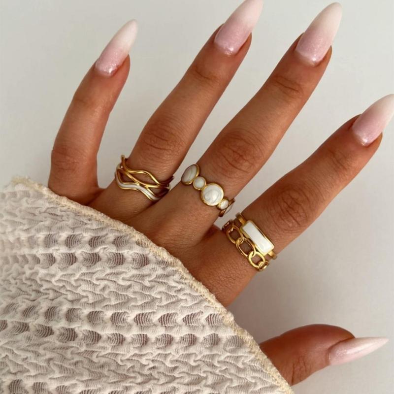 Elegant Finger Rings Party Accessories Geometric Weddings Rings Stainless Steel Texture Suitable for Fashion Casual Look