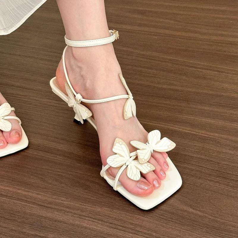 2025Fairy Style Pink Strappy Sandals with Bow and Cross Straps High Heels Summer Sandals
