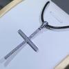 925 Sterling Silver Islamic Cross Necklace White Zircon Glittering Cross Pendant Ladies Religious Jewelry Gift