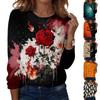 Women's Long Sleeve Pullover Sweatshirt Halloween Print Round Neck Casual Top Lightweight Comfortable Fit