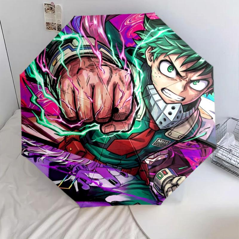My Hero Academia Foldable Sunshade Umbrella Auto-Open 8 Iron Ribs Plastic Handle Christmas Gifts-kwq249 (as the picture,iron&8K)