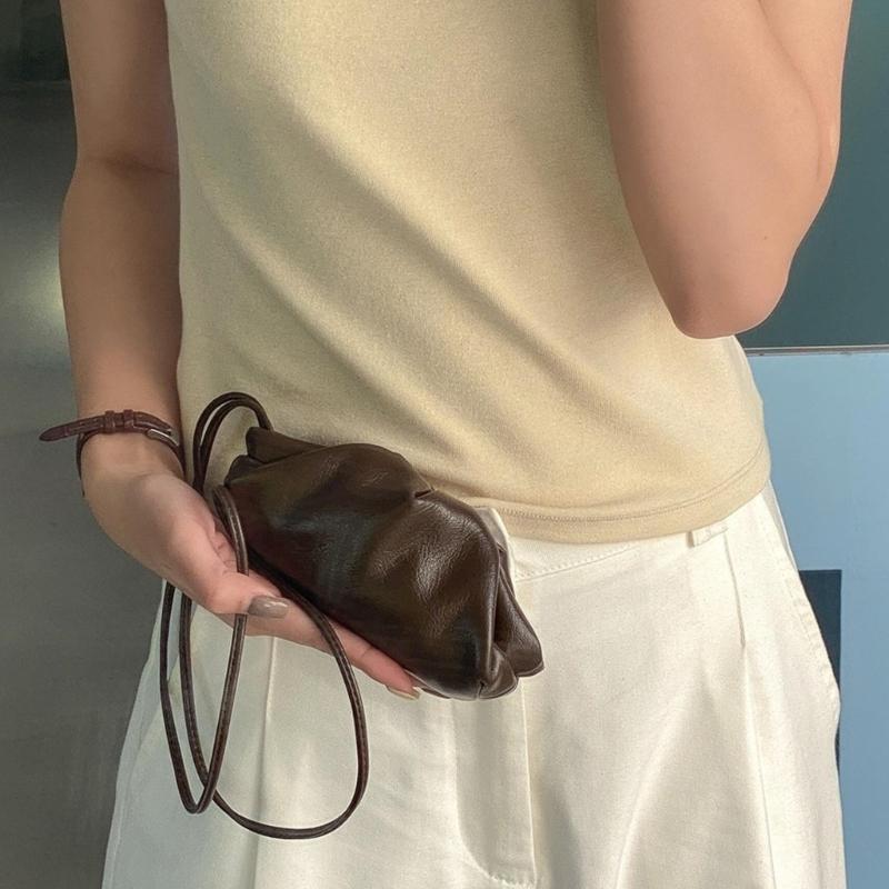 Dumpling Bags for Women Clutch Purses,Slings Bag Soft Pu Leather Cloud Handbag Ruched Shoulder Bag