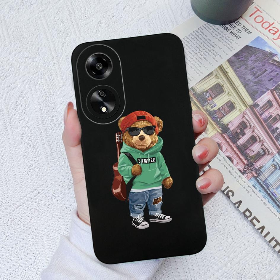 

Для Oppo A11 A1K A55 A1 A7 A15 A35 A52 чехол для телефона милый мультяшный узор с маленьким медвежонком жидкий силиконовый противоскользящий защитный мягкий чехол для Oppo Shell OPPO A57 / A57E / A57S