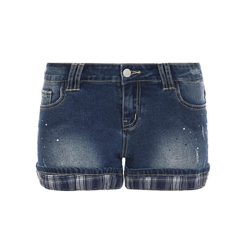 

Denim Shorts Women Striped Jeans Low Waist Double Buttons Pockets Sexy Streetwear Vintage Short Pants Summer Female Denims L