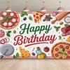 2D Pizza Theme Happy Birthday Backdrop Italian Food Party Photo Background
