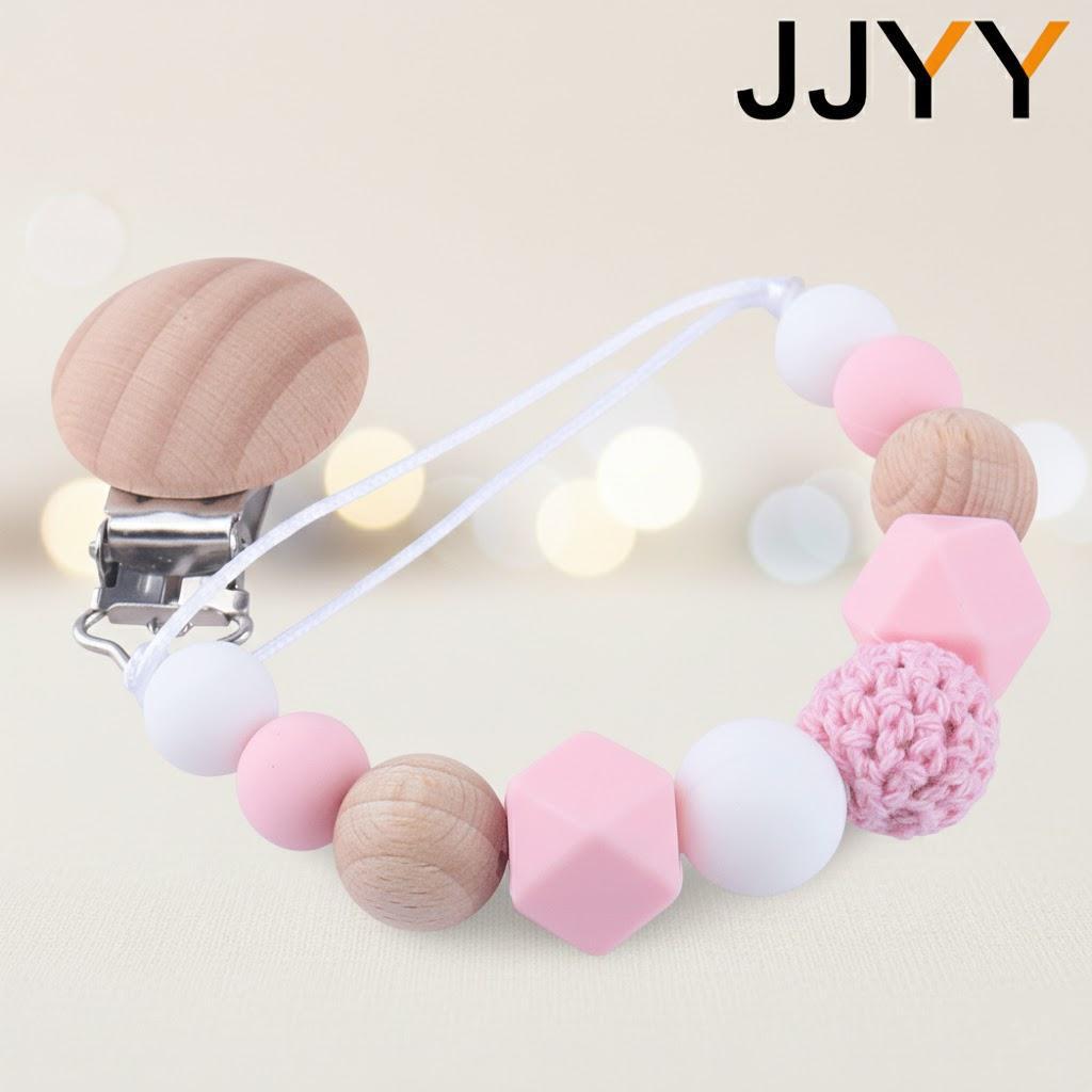 

Soft Silicone Baby Pacifier Holder with Teether Anti Drop Chain and Molar Toy for Newborn Infant Care рожевий