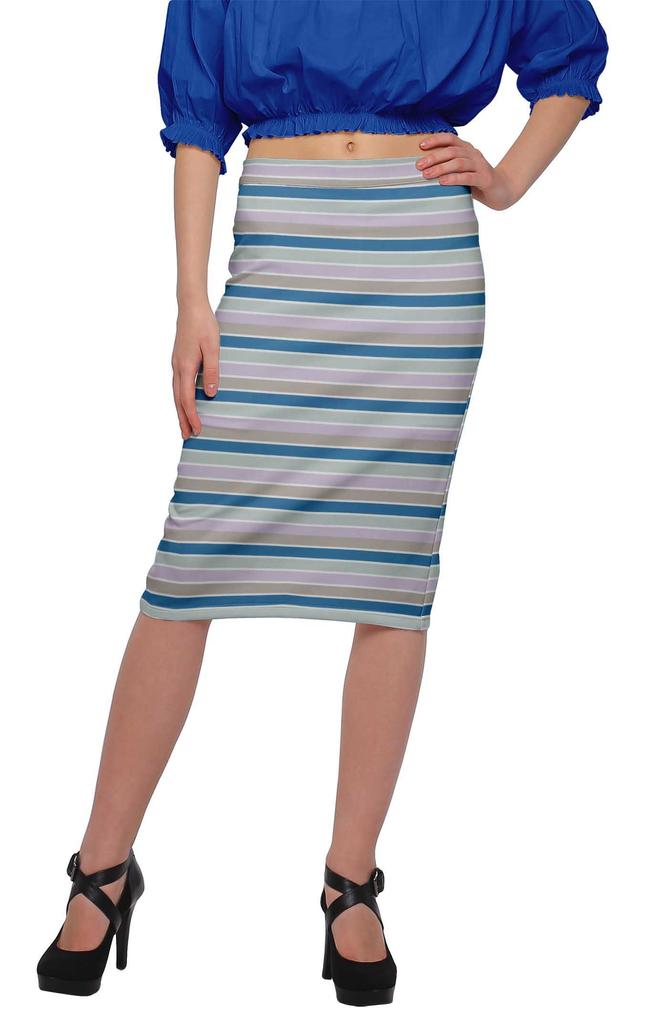 Moomaya Poly Spandex Skirt Printed Pencil Skirt Plus Size Summer Wear