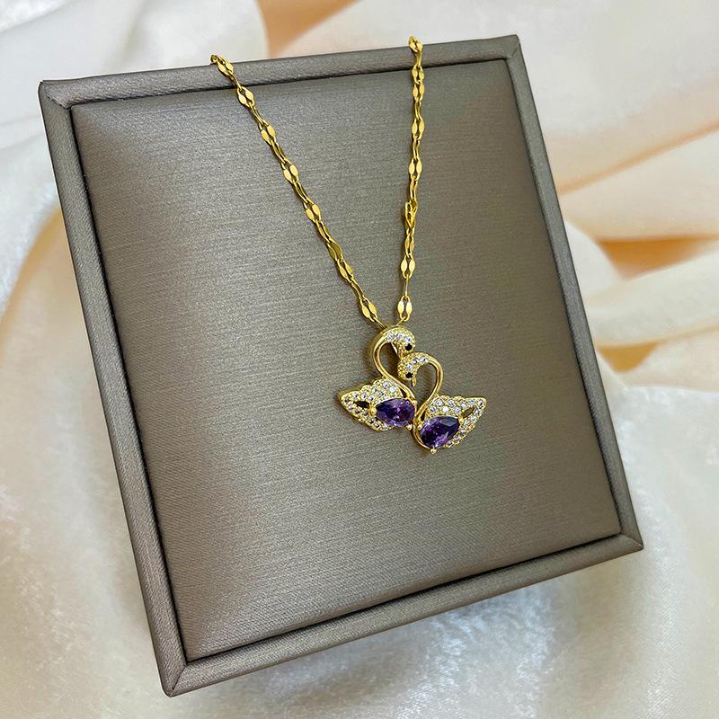 18K Vergoldete Kupfer Schlüsselbeinkette mit Abakus Kürbis Schwan Design.