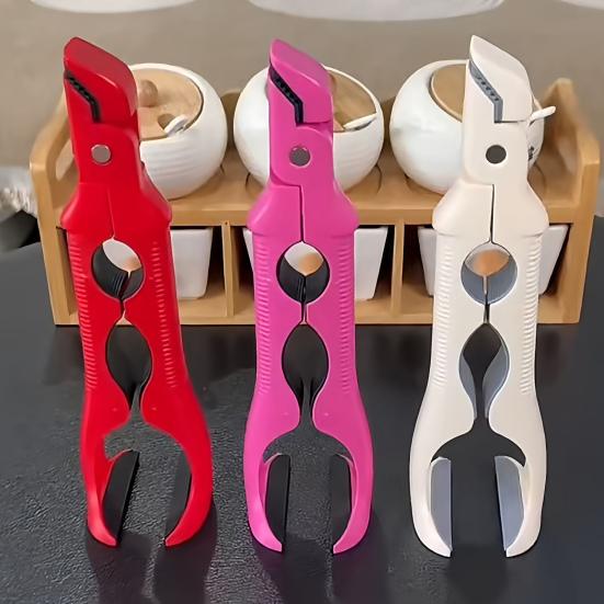 Anti-Scald Dish Clip 3-in-1 Multi-Functional Hot Plate Gripper Bowl Plate Clamp Bottle Opener Heat Resistant Silicone Kitchen Tool with Non-Slip Grip