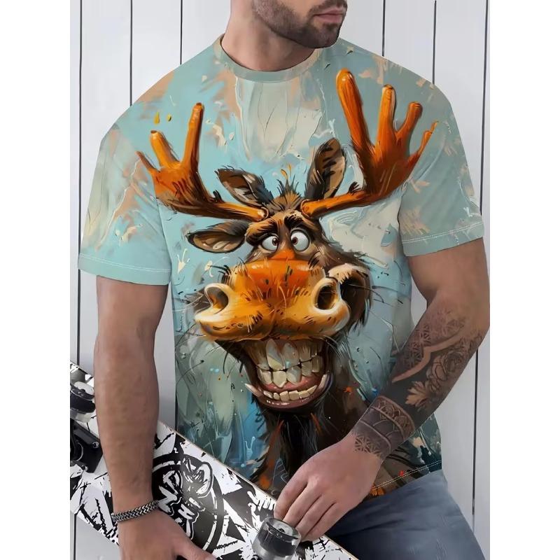 

Funny Cartoon Animals Pattern T-Shirt For Men Funny Goat Pig 3D Printed Tees Casual Short Sleeve O-Neck Men Tops Unisex T-Shirts S