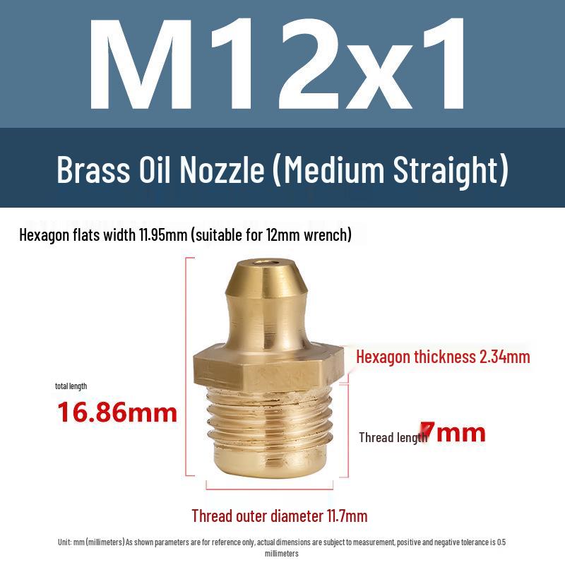 Yigu Brass Grease Fittings M6/M8/M10 Straight & 45° Angled Nipples, Connectors, Nozzles, Gun Accessories