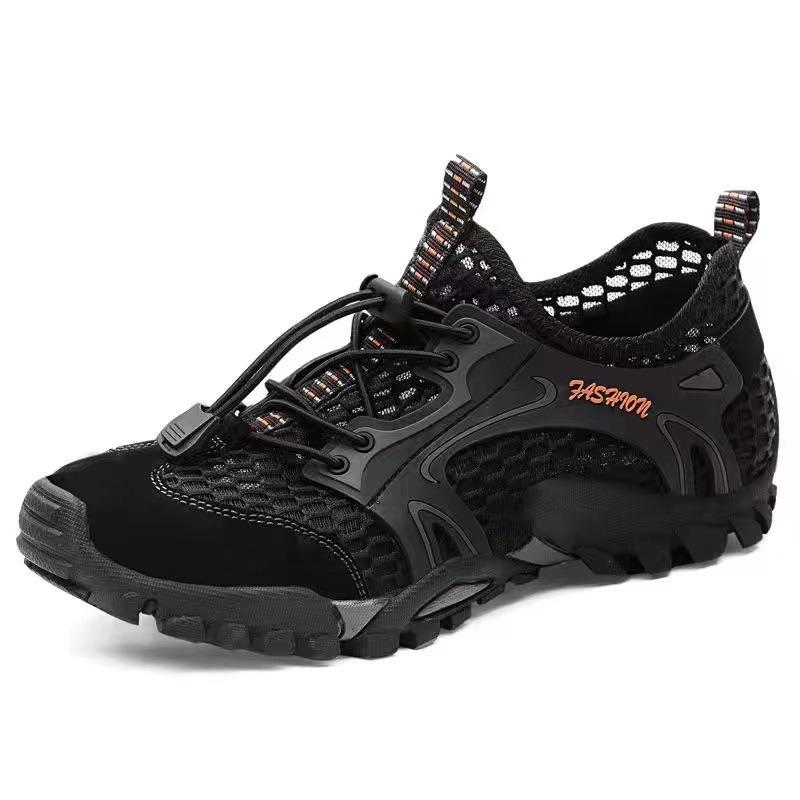 Men s summer hollow shoes mountaineering men s shoes sports outdoor casual mesh shoes men s fashion casual super breathable mesh shoes 39 чёрный
