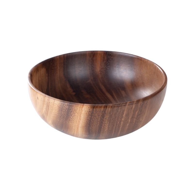 Acacia Wood Salad and Rice Bowl - Large Round Wooden Basin Tableware