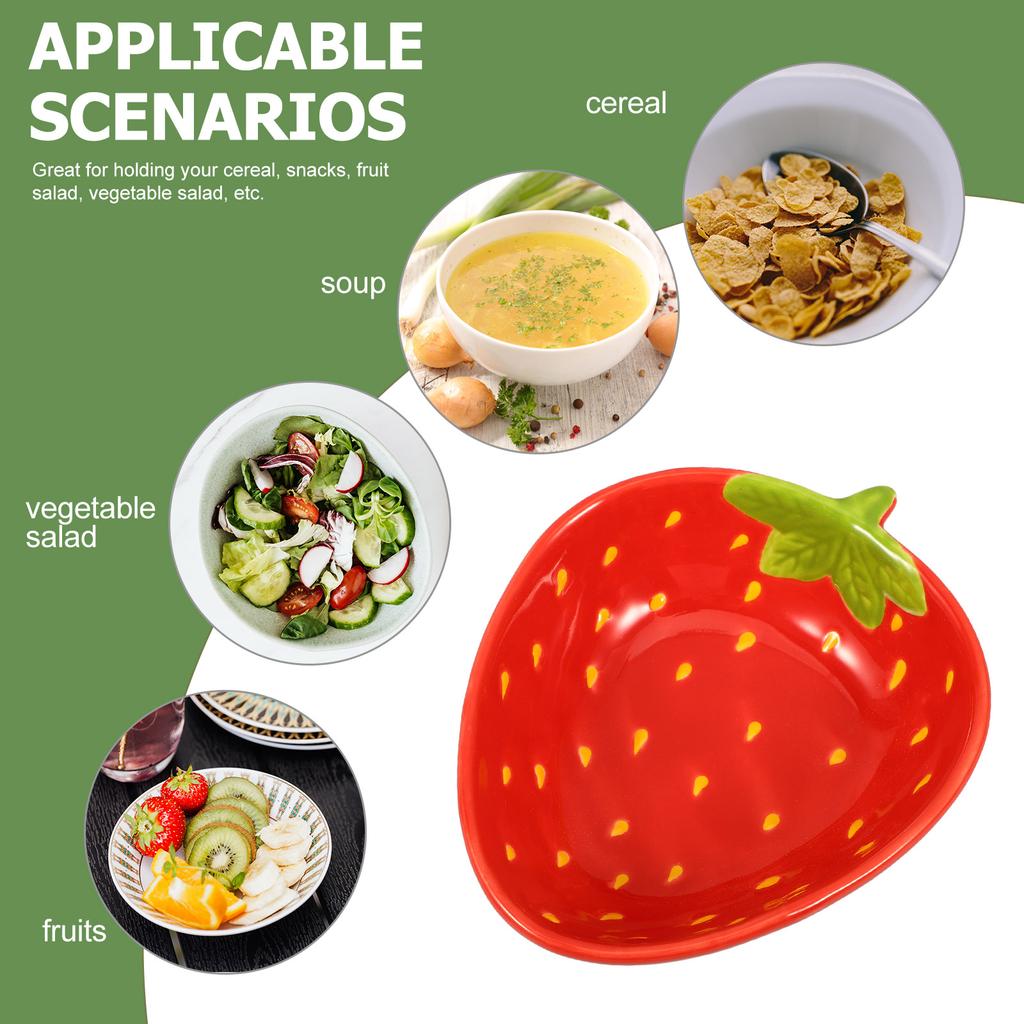 Süße Erdbeer-Keramikschale Lebensmittelbehälter Wiederverwendbare Dessertschale Stoßfeste Obstschale Dekorative Salatschüssel