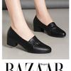 2021 Summer New Middle-aged Women's Shoes Mother Shoes Single Shoes Women's Non-slip Soft-soled Thick Heel Comfortable Casual Work Leather Shoes