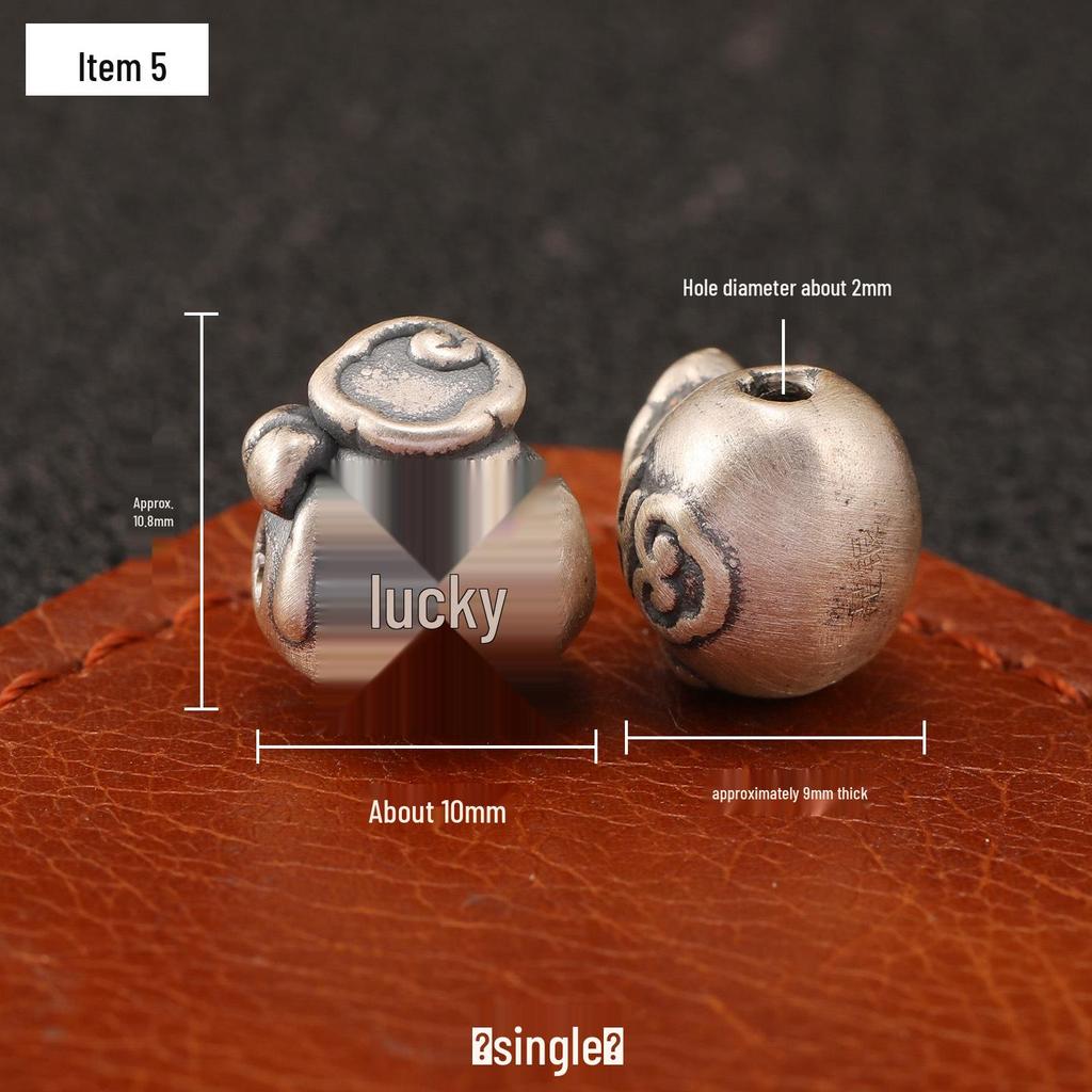 Sterling Silver S999 Wealth Attraction Beads - 3D Money Bag Design for DIY Bracelets