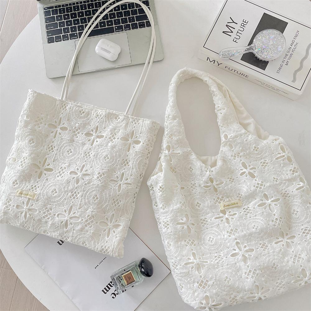 5 Embroidered Lace Summer Gentle Fairy Shoulder Bag Pastoral Large Capacity Commuter Tote Bag Vest Bag