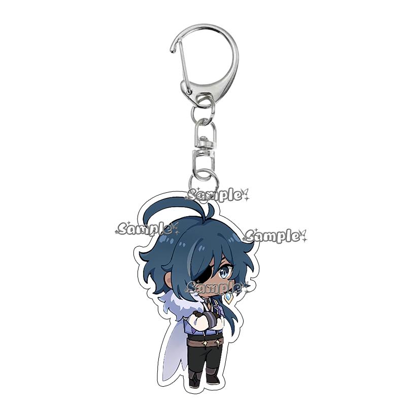 Hot Anime Game  Kamisato Ayaka Arlecchino Navia Anime Cartoon Cute Acrylic Model Double-sided Printing Keychain Keyring Pendant