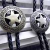 Retro Texas Sheriffstern Western Cowboy Herren Bolo Krawatte Lederseil
