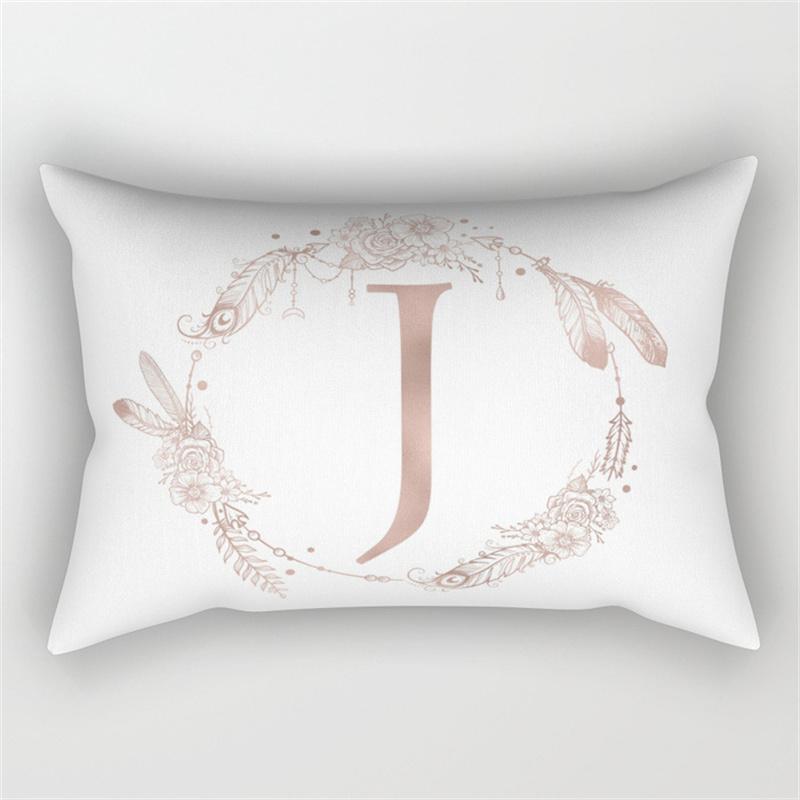 30x50cm English Alphabet A-Z Letter Print Pillowcase Custom Polyester Short PLush Line Sofa Room Home Decoration Cushion Cover