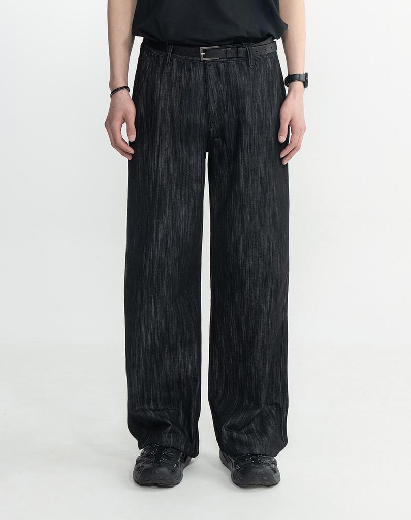WORK ON BODY OFF Eden Slub Semi-Wide Denim Pants [Black]