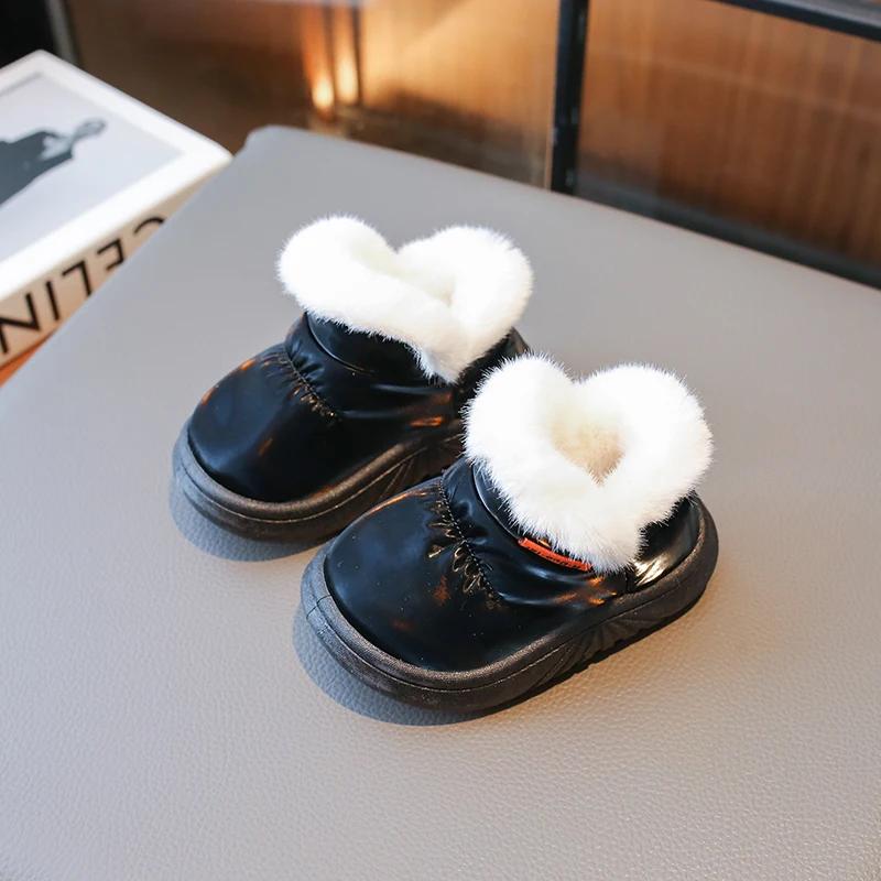 Winter New Children's Snow Boots for Girls Waterproof Baby Indoor Cotton Shoes Soft Sole Boys Cotton Boot Outdoor Fur Thickening