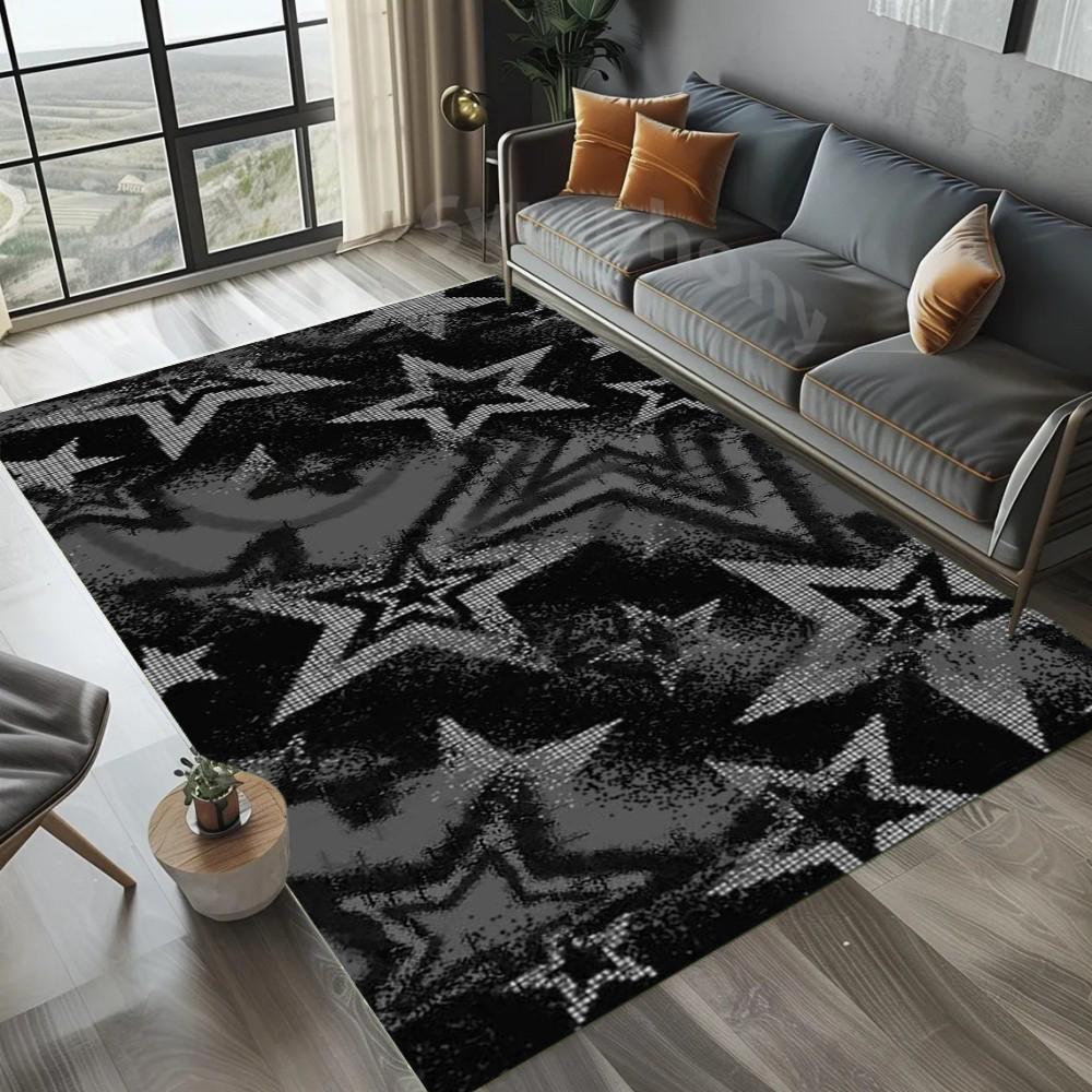 Star Pattern Carpet Mat Rug - Brown Yellow Geometric Design Modern Minimalist Home Decoration for Living Room Bedroom Floor Mat