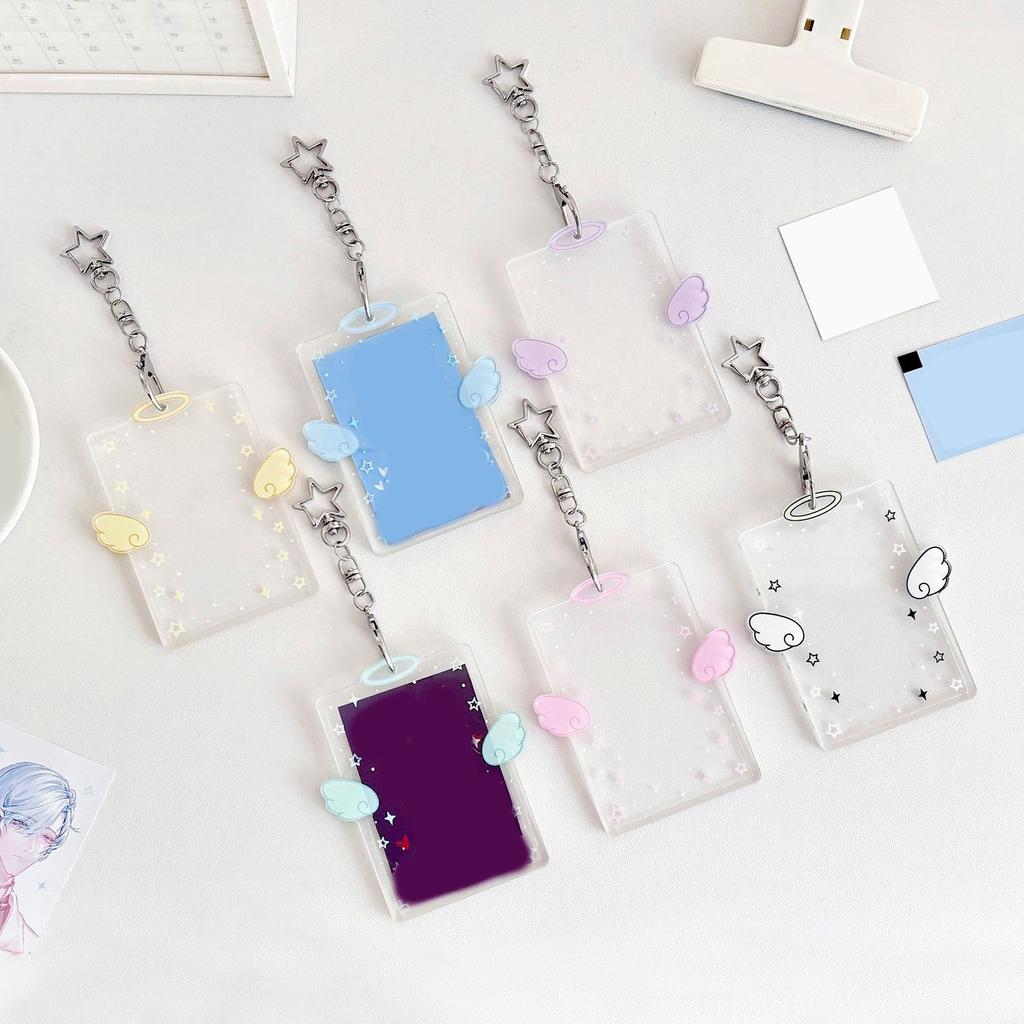 Cartoon Photocard Holder Kpop Photo Card Holder with Keychain ID Card Holder Pendant Keychain Student Card Sleeves
