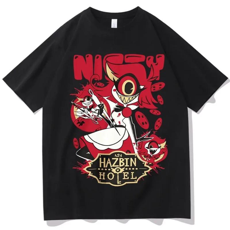 Camiseta Retro Y2k Diseño de Niffty de Hazbin Hotel Hip Hop Harajuku Manga Corta Cuello Redondo Camisa Casual Regalo Unisex 100% Algodón