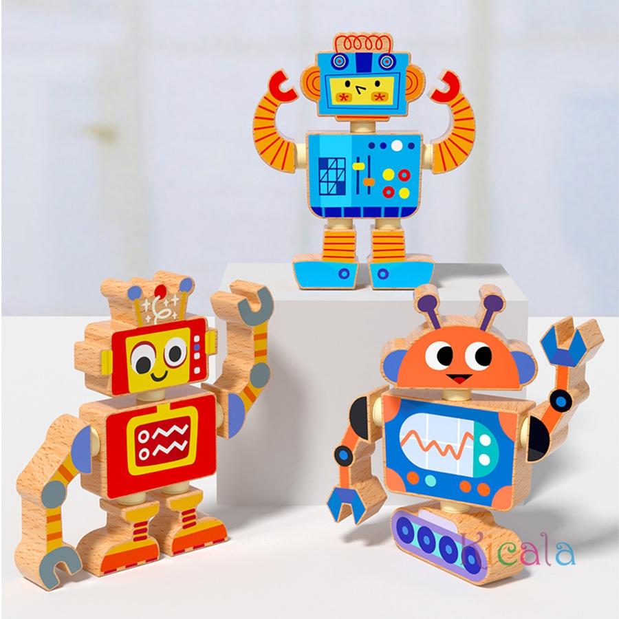 Creative Wooden Assembly Robot STEM Toy Game Disassembly Assembly Exercise Hand Eye Coordination Ability Christmas DIY Gifts