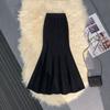 Fishtail Skirt Solid Color Elastic High Waist Knitting Skirt Solid Color Slimming