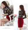 Female Autumn and Winter Plus Velvet Plus Size Ladies Lace Sweater Elegant Temperament Sweater Versatile Slim Casual Shirt