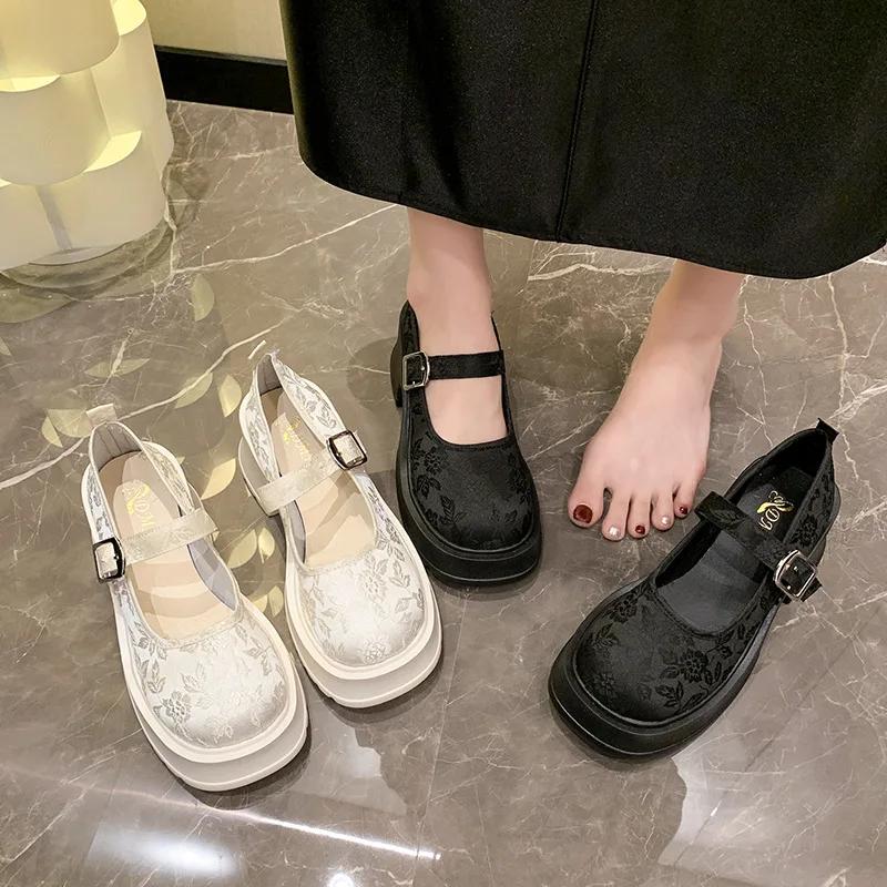 Fashion Platform Pumps for Women Super High Heels Buckle Strap Mary Jane Printing Shoes Woman Goth Party Shoes Ladies 2024