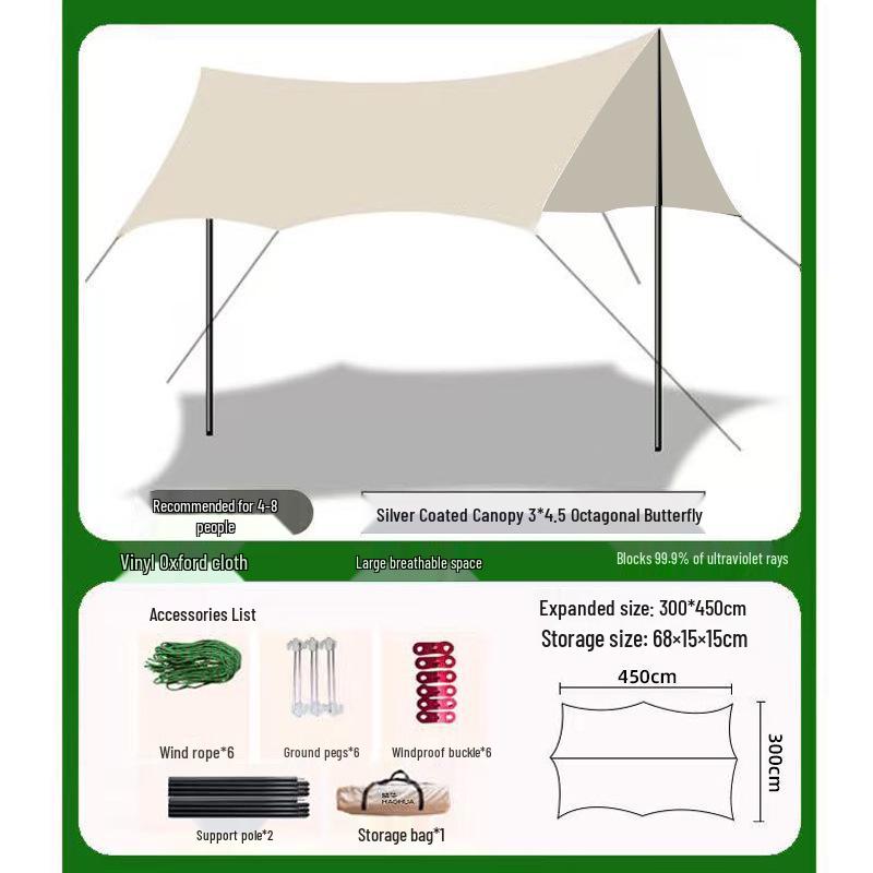 Vinyl Outdoor Canopy Tent: Rainproof and Windproof Camping Picnic Sunshade